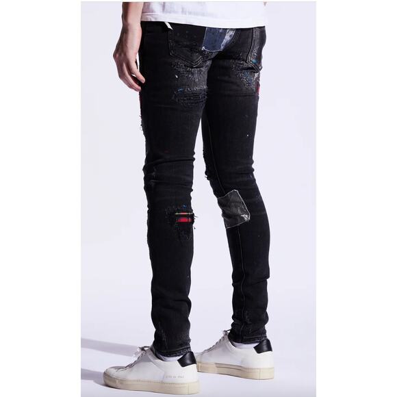 NWT‎ Embellish Denim Enzo Denim, Black/Blue Patchwork, Mens 40, 140$ SOLD OUT! - Picture 3 of 6